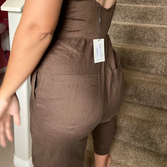 Acacia linen teddy jumpsuit in chocolate - medium - Picture 3 of 5